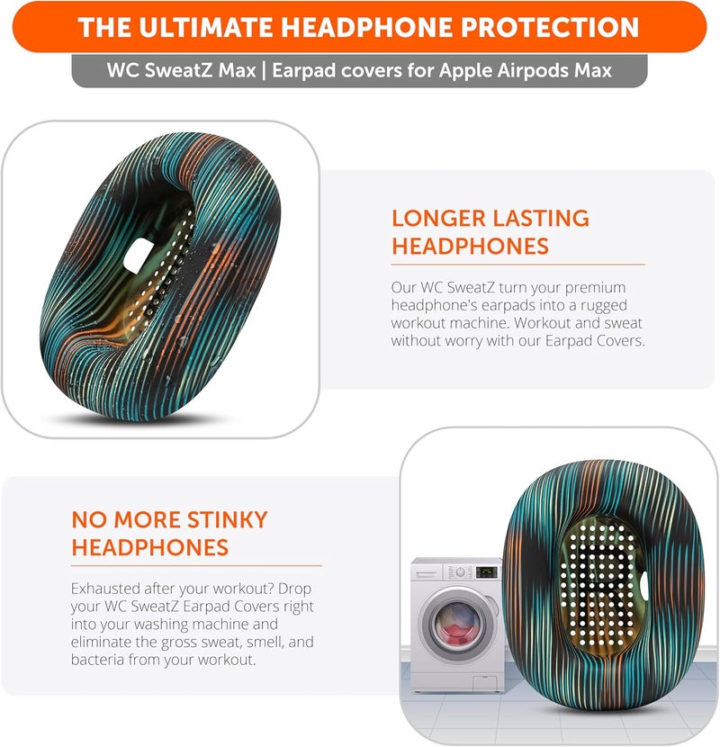 WC SweatZ Max - Patented Protective Earpad Covers for Airpods Max Made by Wicked Cushions | Sweatproof & Easily Washable | Full Earpad Sweat Protection | The Simulation - Image 2